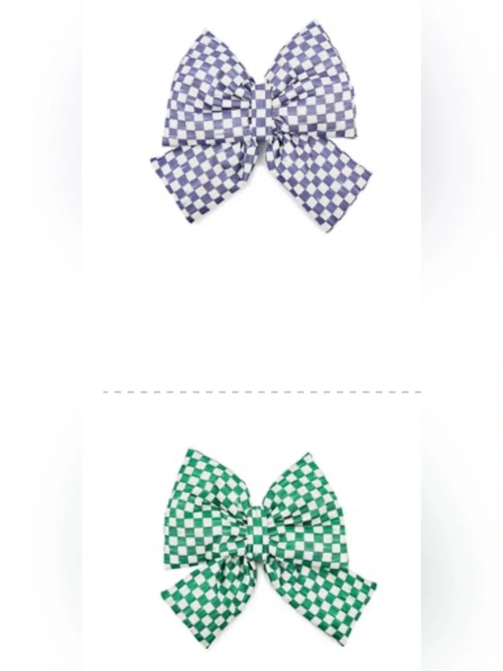 NWT Mackenzie Childs Violet Check and Green Check Medium Bows